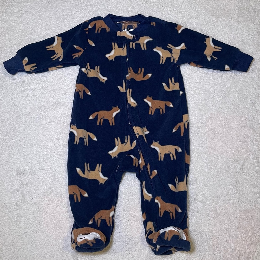 Carter's Navy Fox Pattern Footie